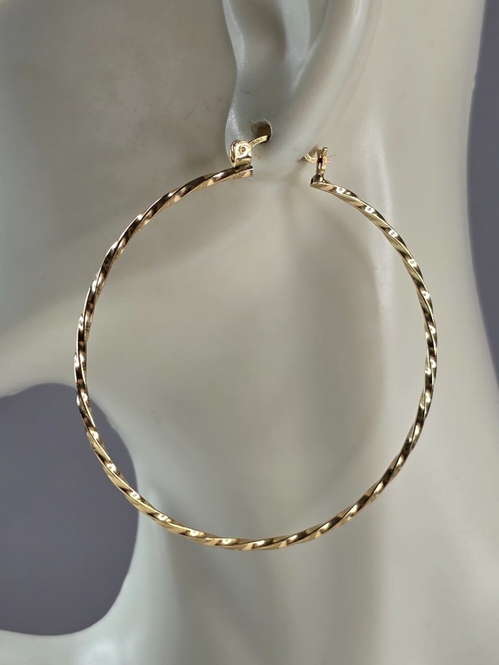 Pr Womens Vintage Estate 14K Gold Twisted Hoop Earrings, 3.9g E5140